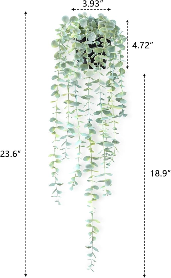 Fake Hanging Plant Eucalyptus Artificial Faux Plants Indoor Small Wall Greenery - Image 9