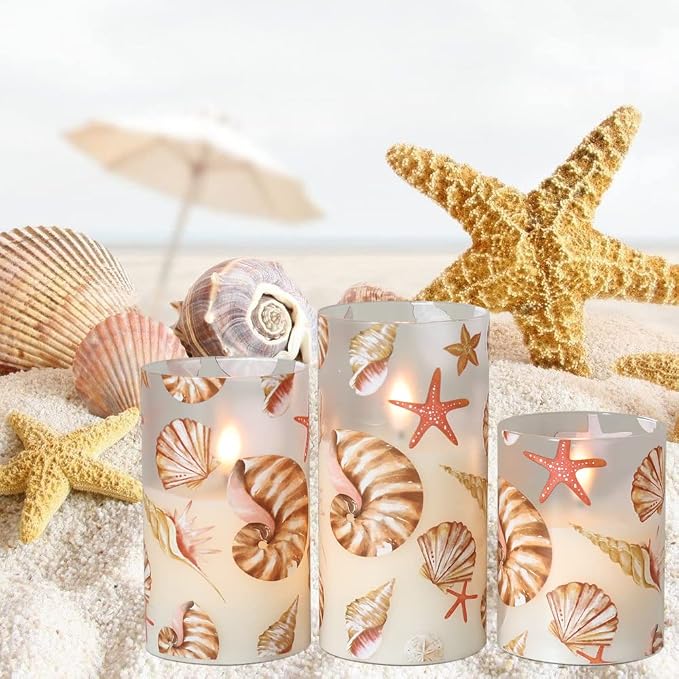 Seashell Glass Flameless Candles Battery Operated Remote and Timer | Flickering - Image 4