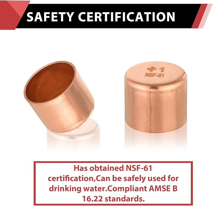10 Piece EFIELD 1-inch Solder Copper Pipe End Cap | Copper Plumbing Fittings - Image 5