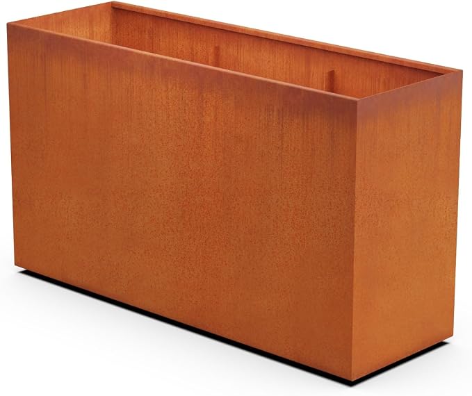 Large Rectangular Planters for Outdoor Plants | 72x24x42 Inch Corten Steel by Plantercraft
