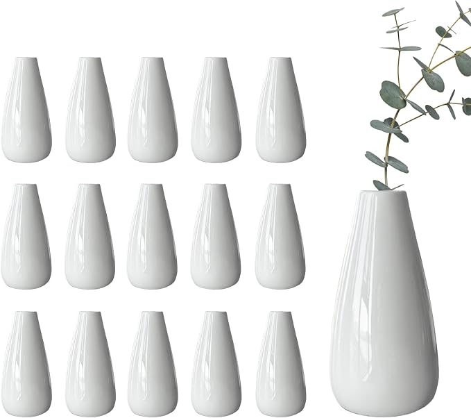 Modern White Ceramic Vase Set of 16 by LIZOFER