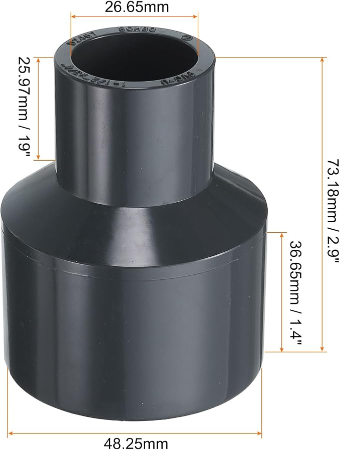 HARFINGTON PVC Reducing Coupling 1-1/2 x 3/4" Increaser/Reducer Coupling Pipe - Image 2