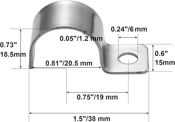 Conduit Pipe Clamps, 304 Ss Pipe Mounting Brackets, Metal One-Hole P-Type Clips - Image 3