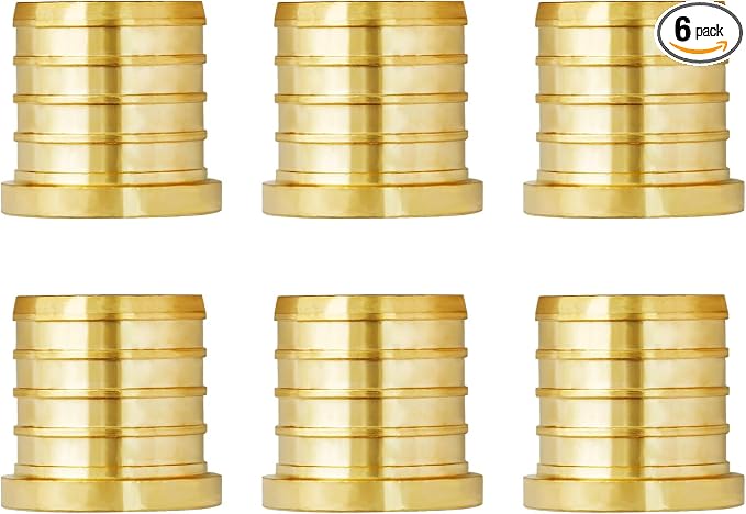 6-Pack 1 Inch PEX Plug End Cap Fittings | Brass by SUNGATOR