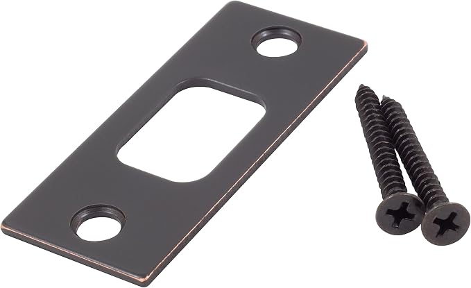 Square Corner Deadbolt Strike Plate, 1-1/8" x 2-3/4", 2-1/8" Center-to-Center by StoneHarborHardware