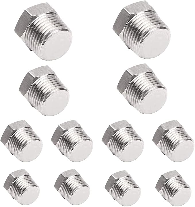 Joywayus 12PCS Stainless Steel Male Thread Outer Hex Head Pipe Plug Fittings by Joywayus