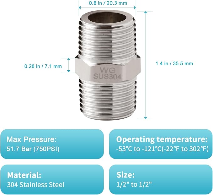 OFFO Shower Hose Extension Connector, 1/2 to 1/2 Shower Hose Extender Fitting - Image 6