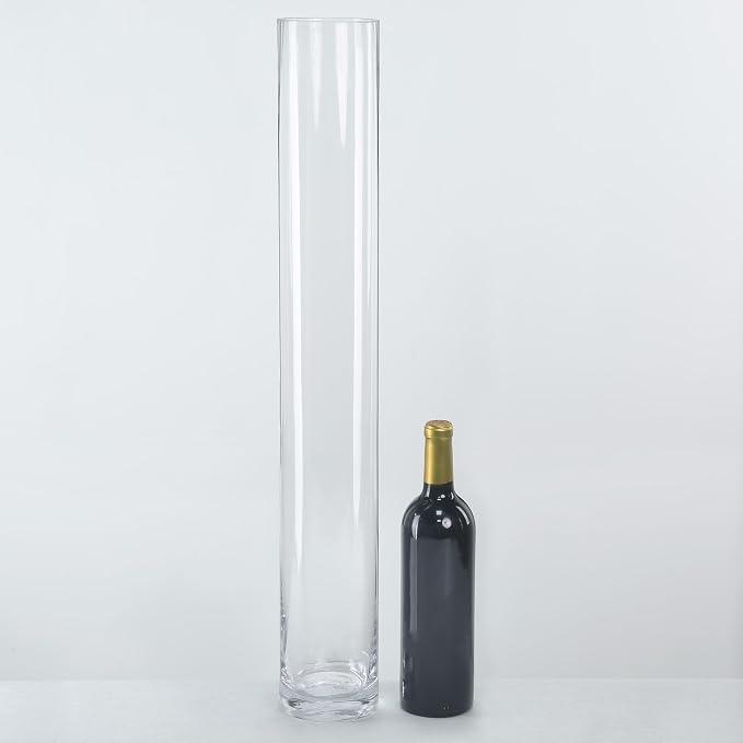CYS Excel Clear Glass Cylinder Vase | Multiple Size Choices Glass Flower Vase - Image 4