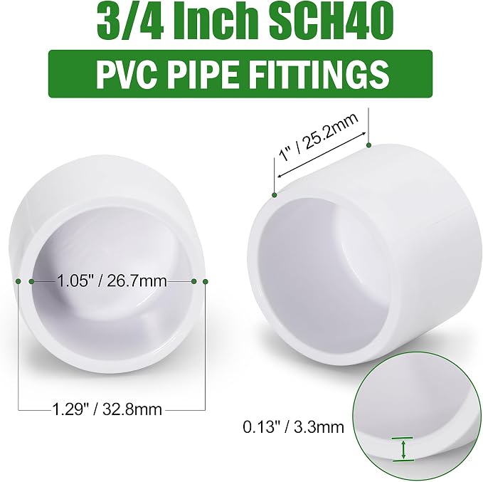 SCH40 PVC Cap 3/4 Inch - Image 3