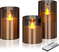wemarry Flameless Candles 4" 5" 6" Acrylic Glass Pillars 3" Diameter Battery by wemarry
