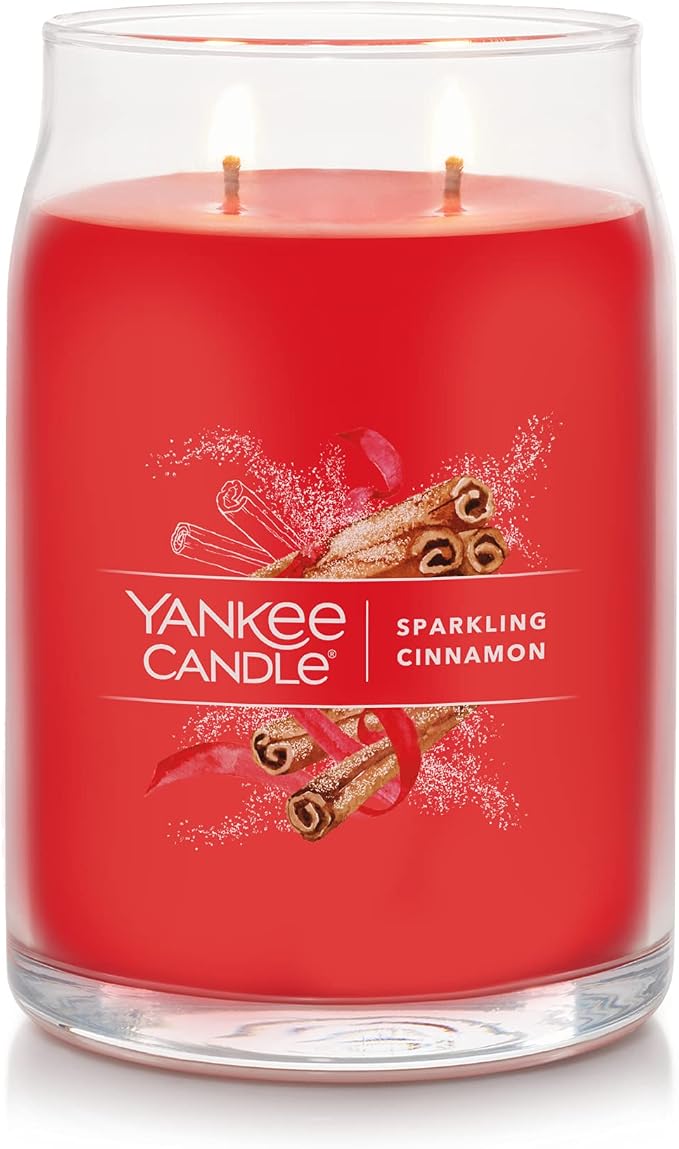 Yankee Candle Sparkling Cinnamon Scented Signature 20oz Large Jar 2-Wick Candle - Image 4