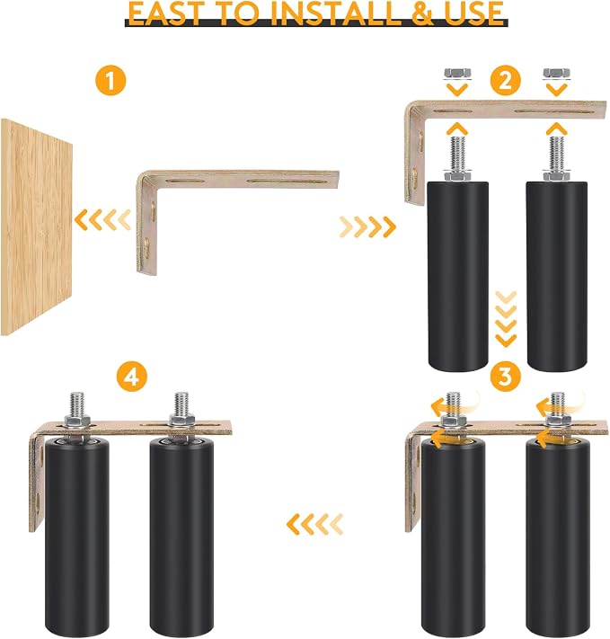 6" Gate Roller Guide with L-Bracket, Universal Adjustable Heavy Duty Sliding - Image 6