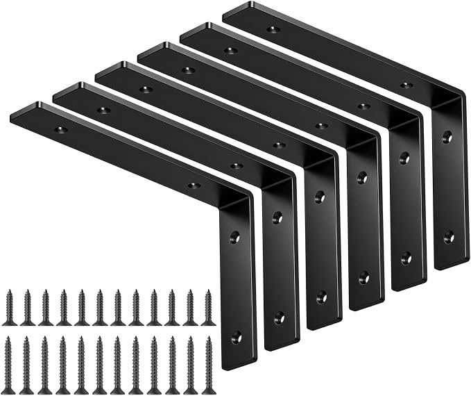 LSK 6PCS Shelf Bracket, L 8"×H 5", 5mm Thick Heavy Duty L Bracket, Max Load: - Image 9