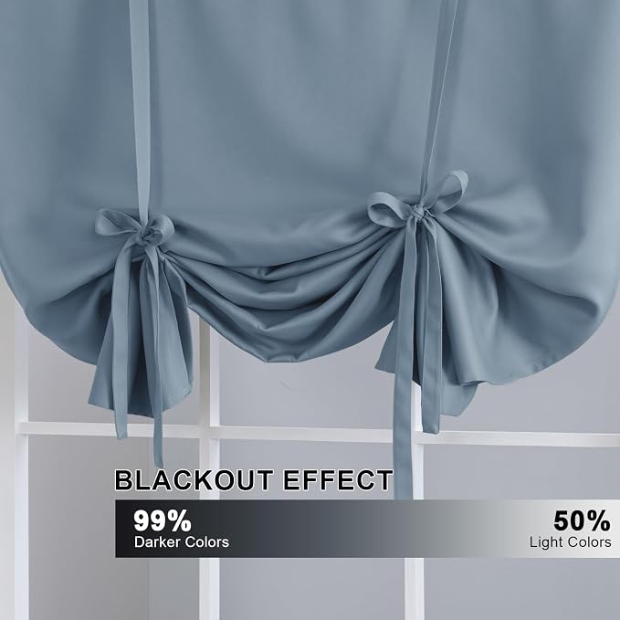 H.VERSAILTEX Thermal Insulated Blackout Adjustable Tie Up Shade Curtain Window - Image 3
