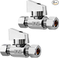2 Pack Premium Brass 3/8" Compression x 3/8" Compression Quarter Turn Water by Minimprover
