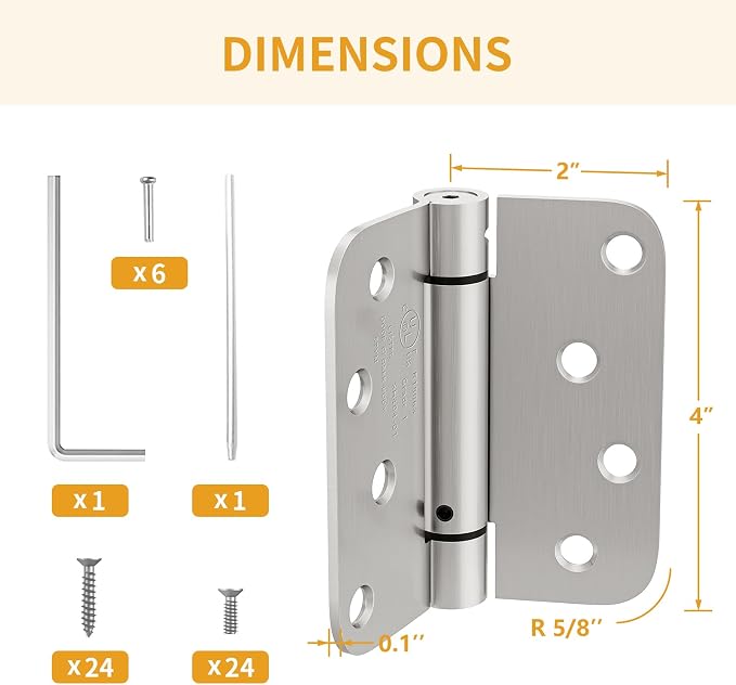 Luxbaro 3 Pack Self Closing Door Hinges 4 Inch, Adjustable Tension | Spring - Image 2