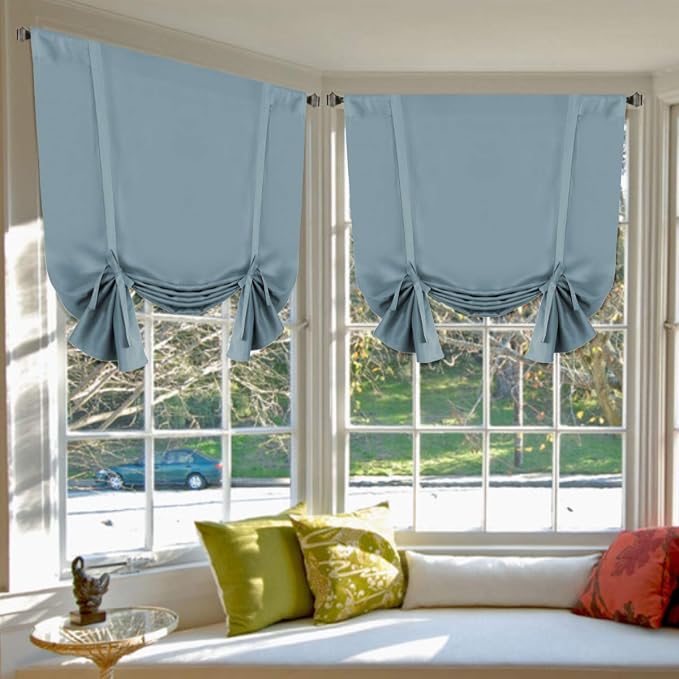 H.VERSAILTEX Thermal Insulated Blackout Adjustable Tie Up Shade Curtain Window by HVERSAILTEX