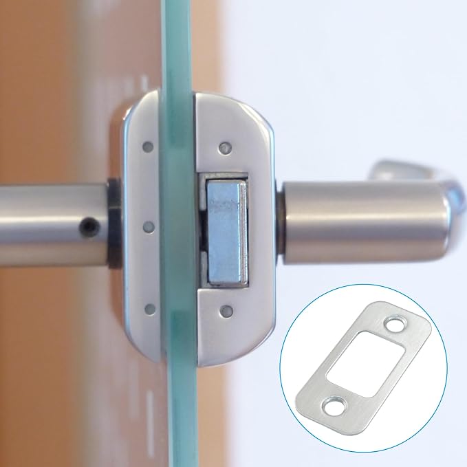 2Pcs Brushed Nickel Deadbolt Strike Plate | 1" x 2 1/4", Round Corner, Door - Image 6