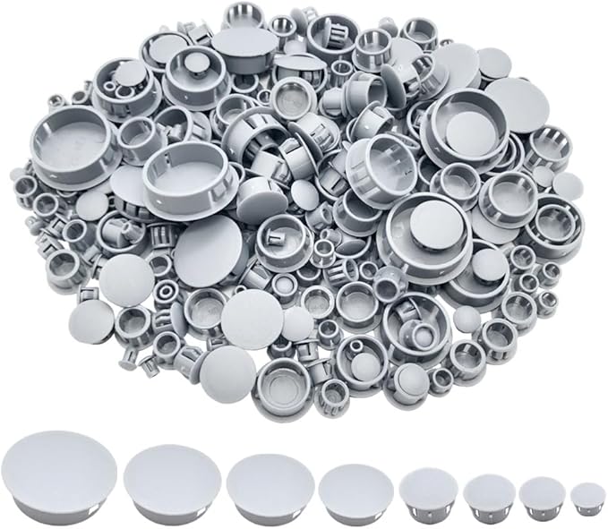 275Pcs 8 Sizes Plastic Hole Plugs Recessed Grey Round Hole Plugs 3/16" 5/16" by MONEXIO