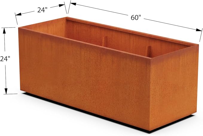 Extra Large Corten Steel Planter 60x24x24 | Large Rectangular Planters - Image 5