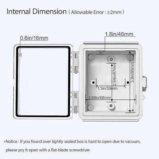 Electrical Box, IP67 Waterproof Hinged Clear Cover Stainless Steel Latch - Image 5