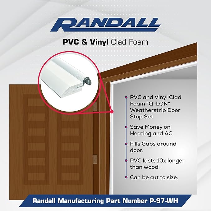 Door Weatherstripping Set with PVC Carrier and Foam Gasket in White | Door - Image 5