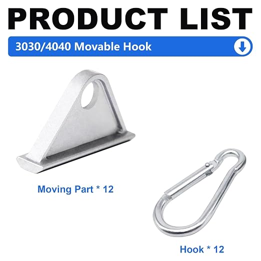 12 Pack 3030/4040 Extrusion Sliding Hook Silver | - Image 2