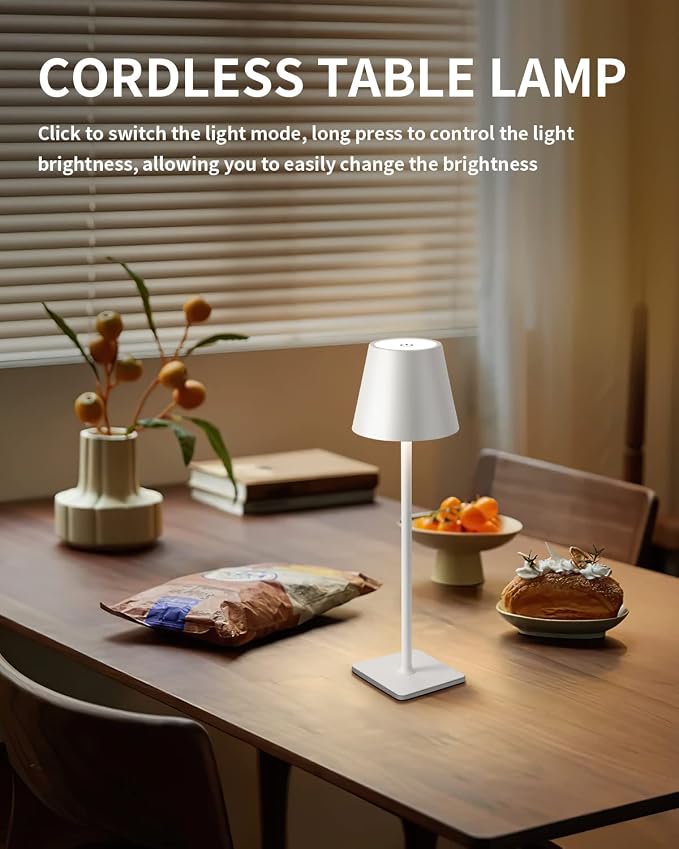 KDG 2 Pack Cordless White Table Lamps, Rechargeable Portable LED Desk Lamps | - Image 7