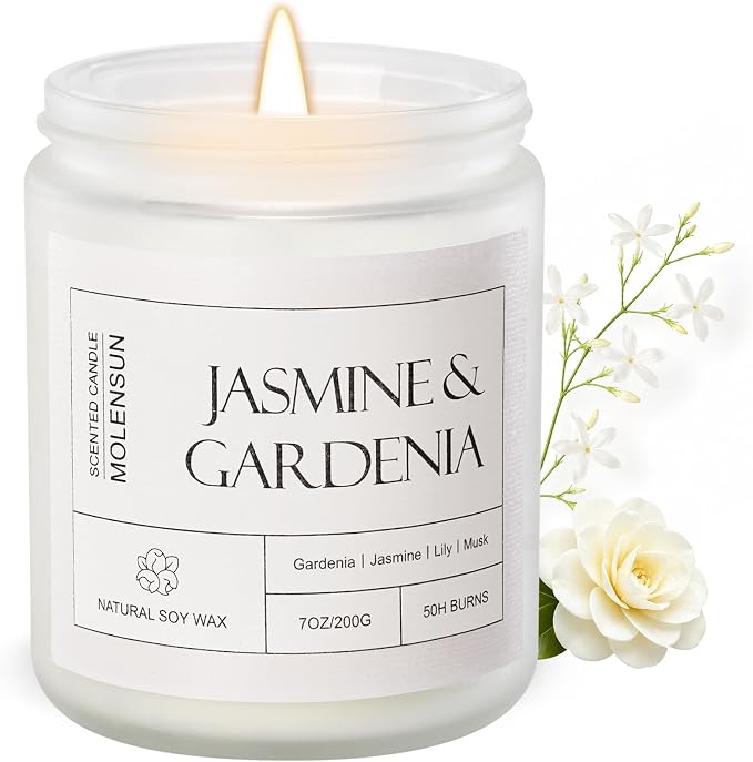 Molensun Jasmine & Gardenia Scented Candle, 7 oz Soy Wax Candle by Molensun