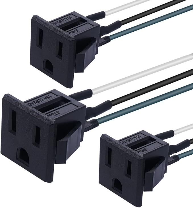weideer 3Pcs 3 Pins US Power Socket Plug Panel 15A 125V AC Panel Mount Outlet by weideer