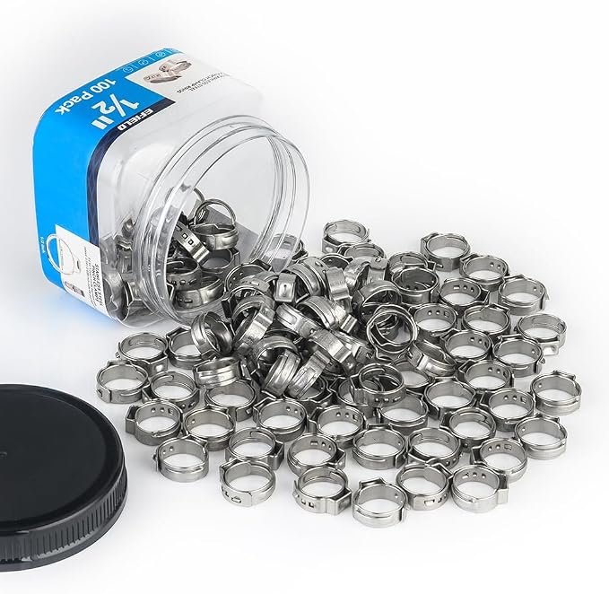 100 piece EFIELD 1/2-inch Pex Crimp Cinch Clamp Rings | Stainless Steel - Image 6