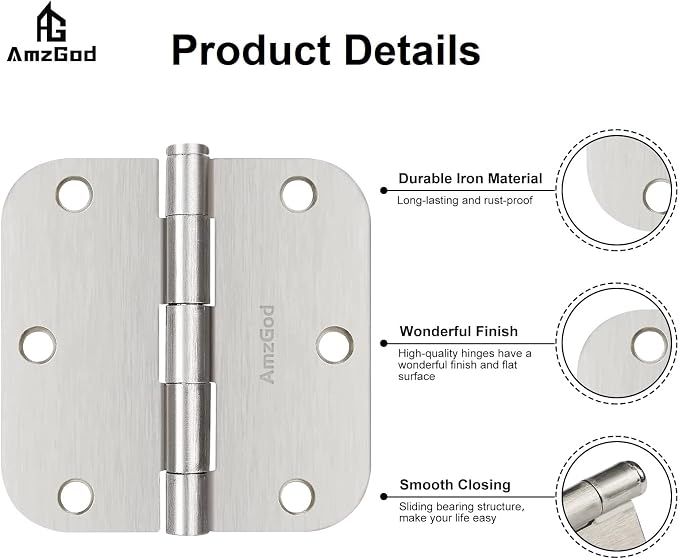 Door Hinges Brushed Nickel - Image 4