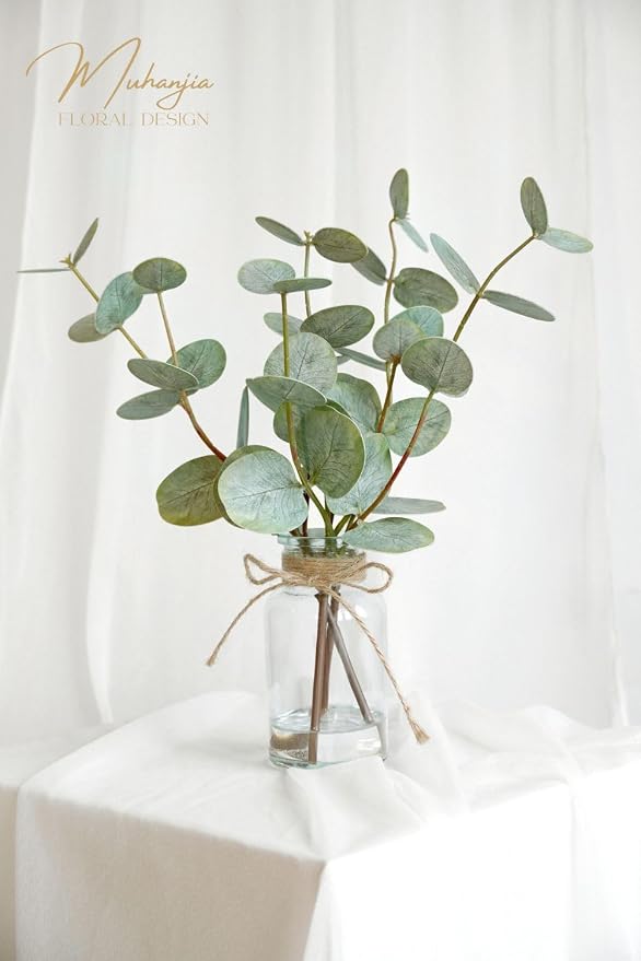Muhanjia Artificial Eucalyptus Stems in Glass Vase - Image 7
