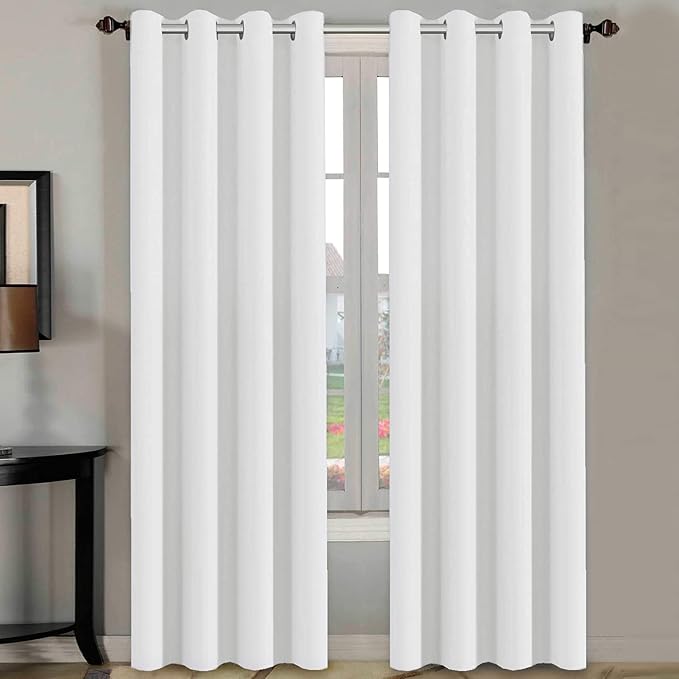 H.VERSAILTEX White Curtains 96 inches Long Window Treatment Panels/Drapes by HVERSAILTEX