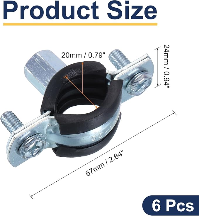 uxcell 6 Pcs Split Ring Pipe Hanger, 20mm/0.8inch Adjustable Pipe Bracket Clamp - Image 2