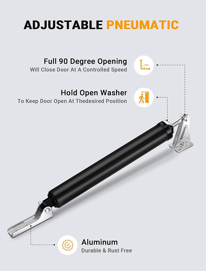 Black Storm Door Closer, Pneumatic Screen Door Closer - Image 4