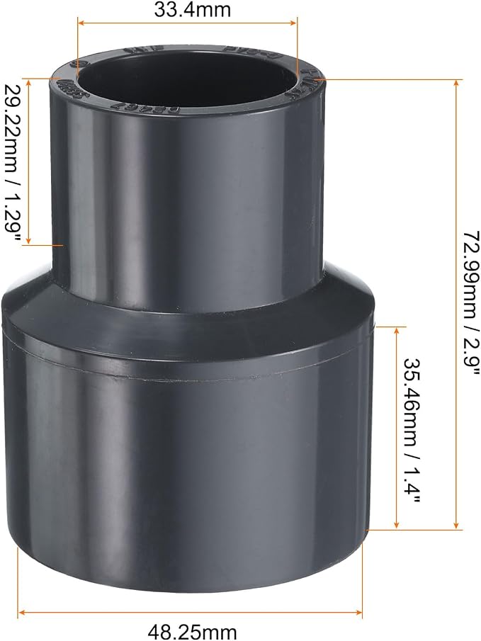 HARFINGTON PVC Reducing Coupling 1-1/2 x 1" Increaser/Reducer Coupling Pipe - Image 2