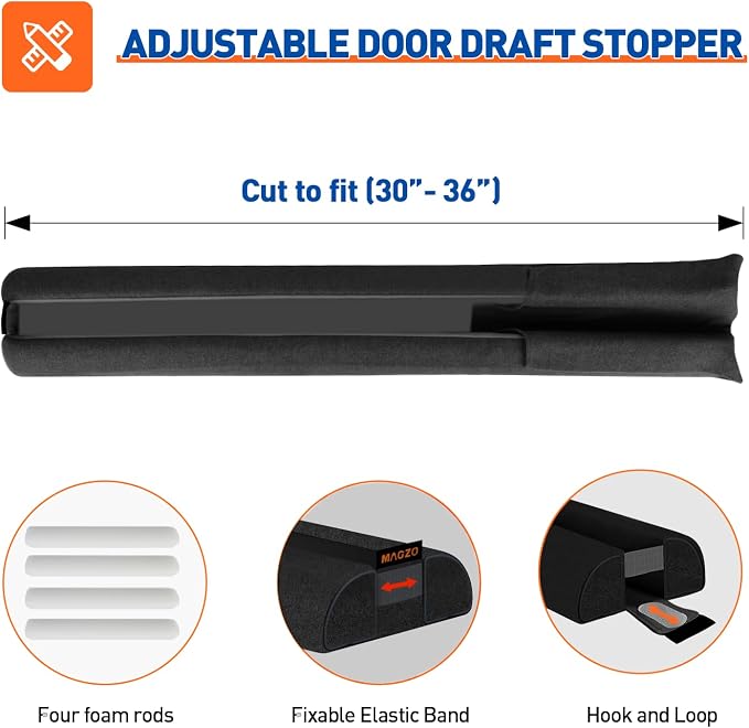 MAGZO Under Door Draft Stopper, 2 Pack 36 Inch Adjustable Door Gap Filler - Image 5