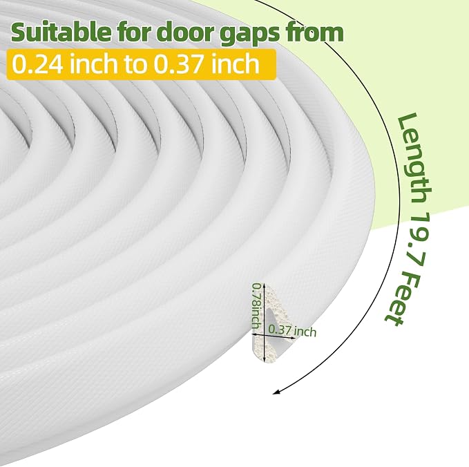 19.7ft V-Shape Foam Weather Stripping Door Frame Seal Strip, Soundproofing - Image 3