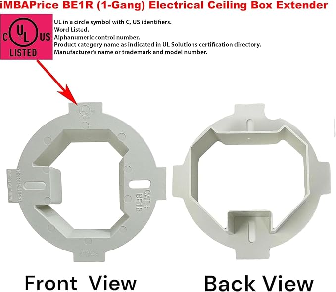 iMBAPrice IMBA-BE1R-2 UL Listed 1-Gang Plastic Electrical Ceiling Box Extender - Image 2