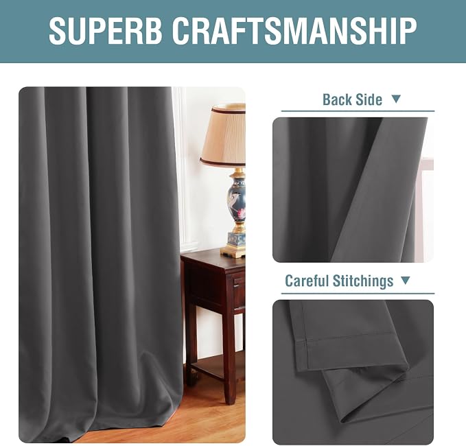H.VERSAILTEX Microfiber Blackout Grey Curtains - Image 3