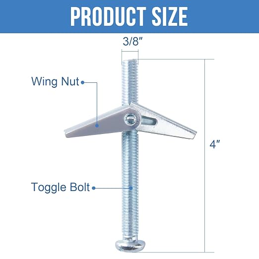 3/8"x4" Toggle Bolts 3/8 inch Wall Anchors - Image 2