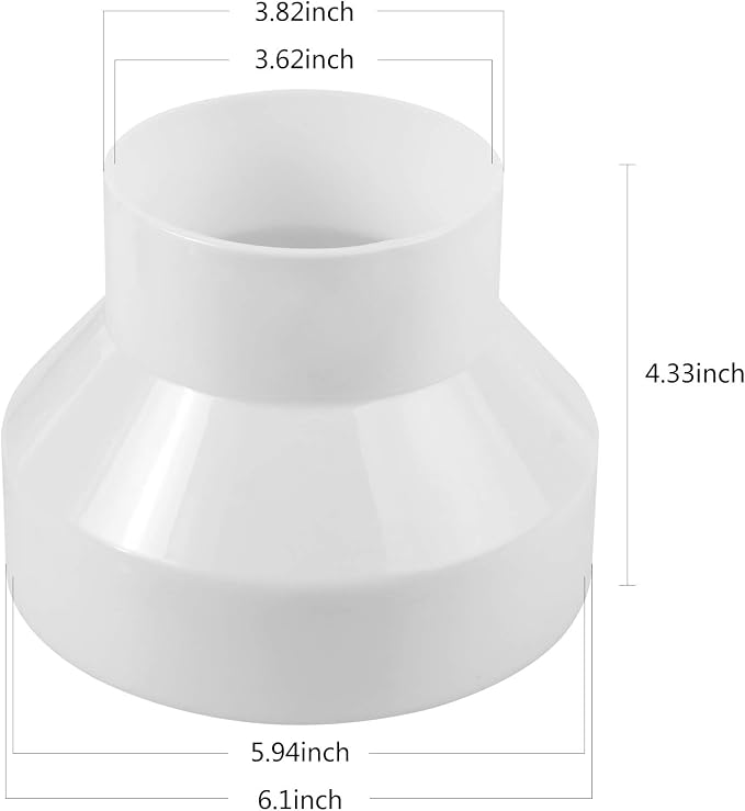 CABAX Duct Reducer 6 to 4 inch Air Duct Adapter HAVC Pipe Connector - Image 2