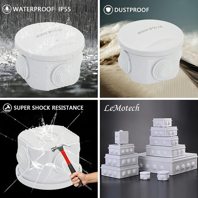 Junction Box, ABS Plastic IP55 Water Resistant and Dustproof, Universal - Image 8