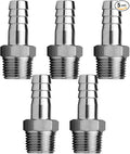 Stainless Steel Hose Barb Fitting 1/2" Hose Barb to 1/2" NPT Male Thread by Fitvell