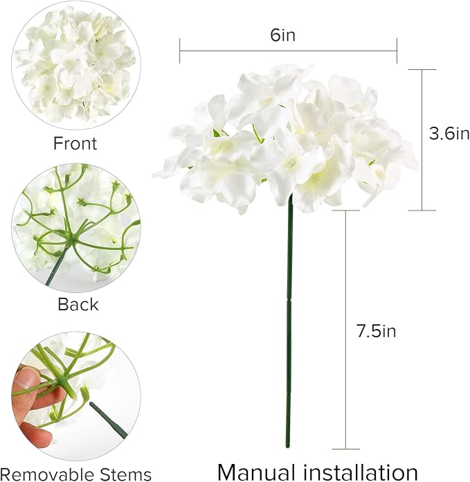 Auihiay 204Pcs Hydrangea Artificial Flowers Bulk, Silk Hydrangeas Flowers | - Image 3