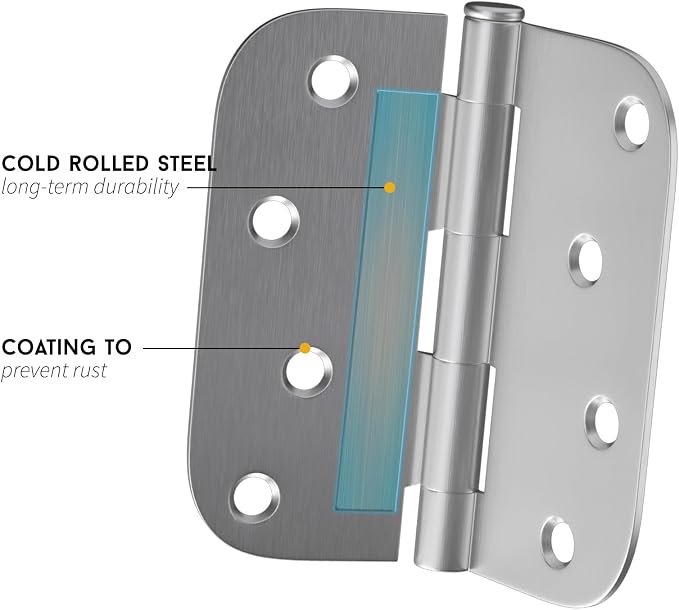 goldenwarm 3 Pieces Satin Nickel Door Hinges 4 x 4 Heavy Duty Hinges - Image 3