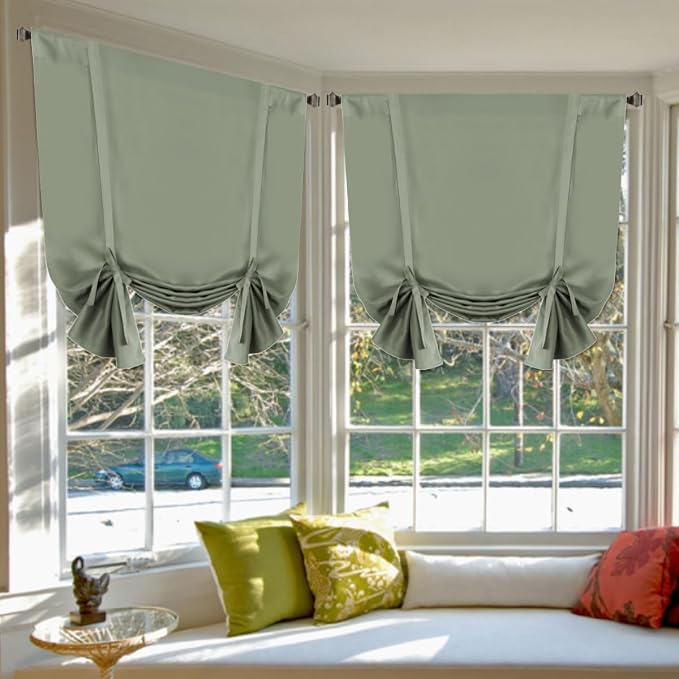 H.VERSAILTEX Blackout Tie Up Curtain 2 Panels Thermal Insulated Window Shade by HVERSAILTEX