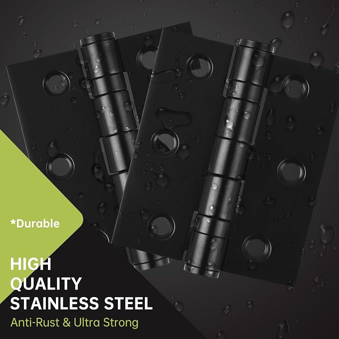 6-Pack Black Door Hinges, 3 Inch Heavy Duty Stainless Steel Hinge - Image 5
