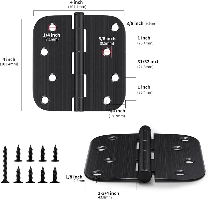 18 Pack goldenwarm 4 inch Oil Rubbed Bronze Door Hinges, Heavy Duty Interior - Image 2